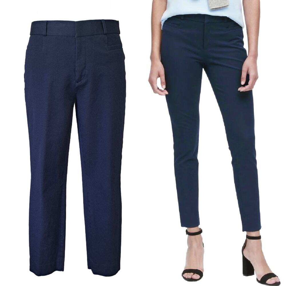 BANANA REPUBLIC Sloan Pant Navy Blue Size 8 Modern Mid-rise Slim Ankle Crop